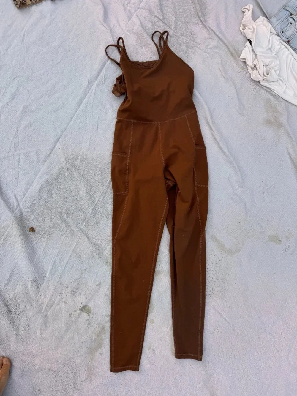 Mono B Brown Athletic Cargo Jumpsuit Size M
